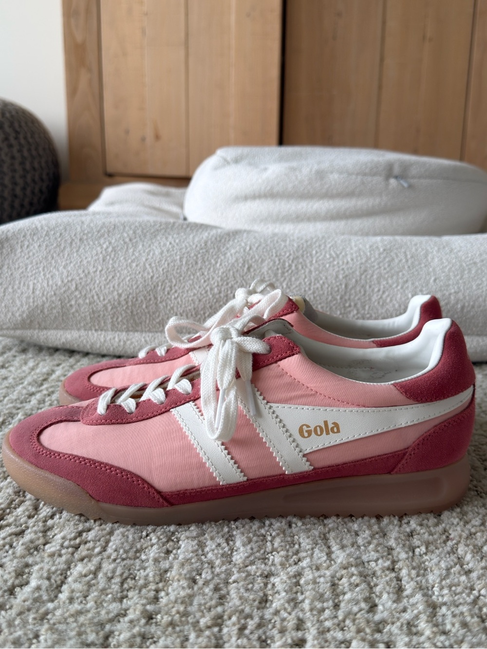Rare Gola Torpedo Pink Two-Tone Suede Sneakers